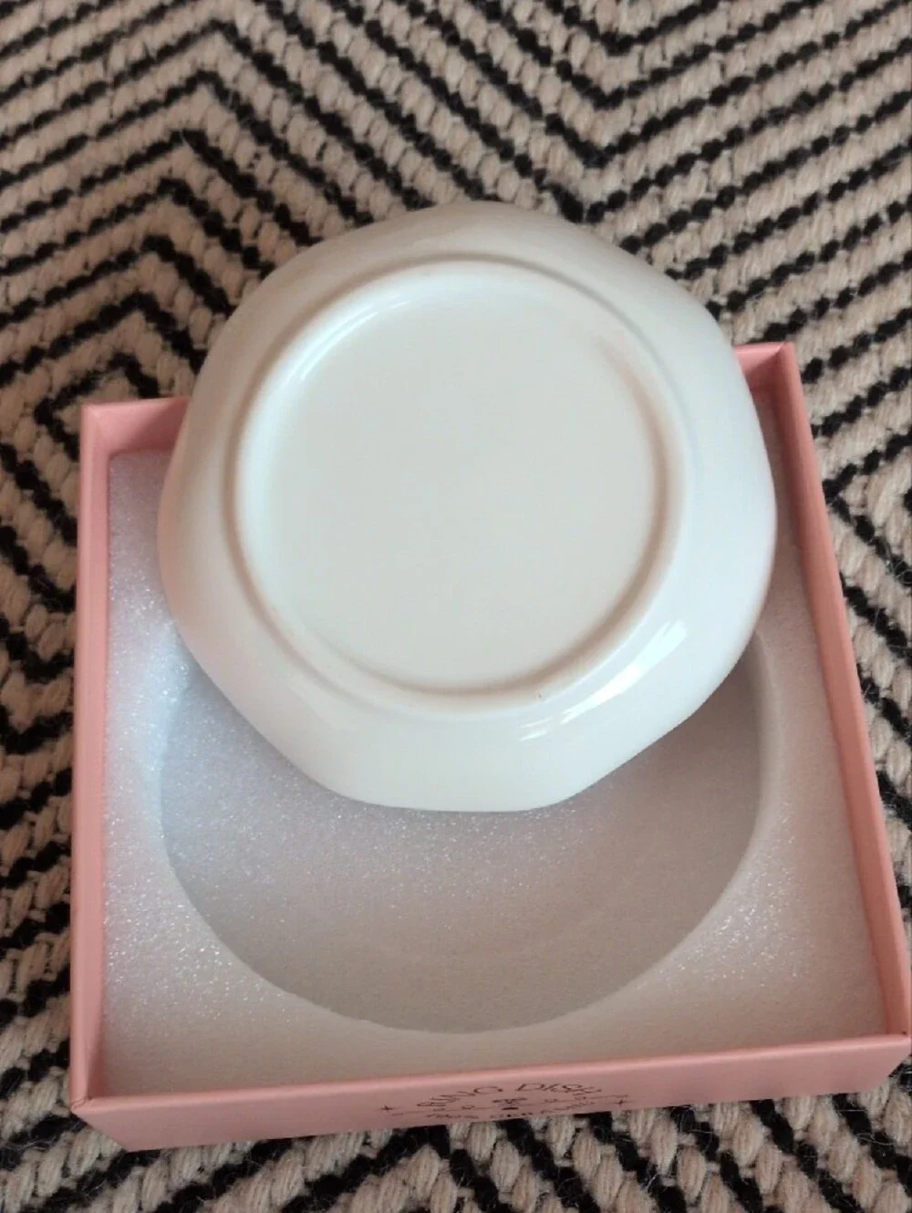 White Ceramic Trinket Dish with Gold Piano Accent